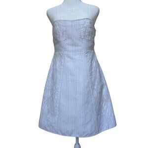 Tibi Strapless White Textured A-Line Dress - Size 6